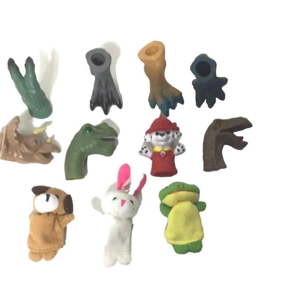 Finger Puppets Lot 9 For Kids Bunny, Dog, Fire Station Pup, Dino